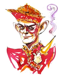 Carl Nielsen, caricatured as Aladdin